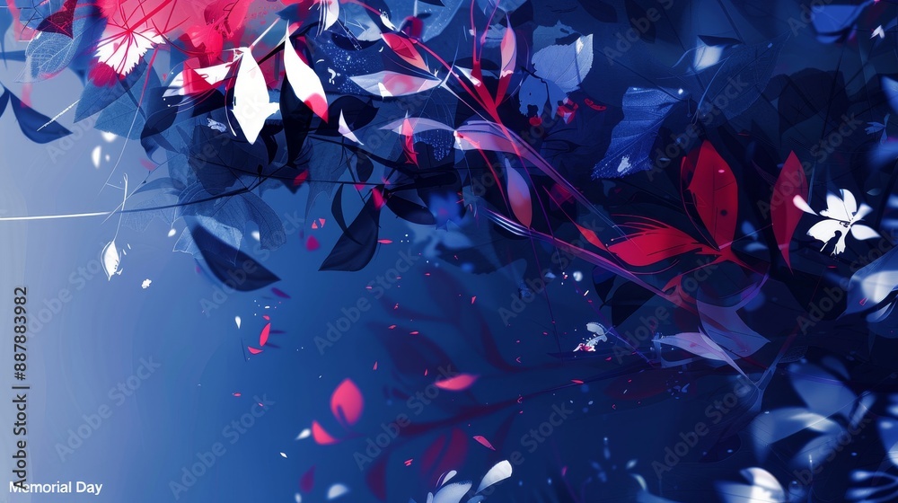 Canvas Prints gradient from deep blue to silver with red white shapes and glowing text