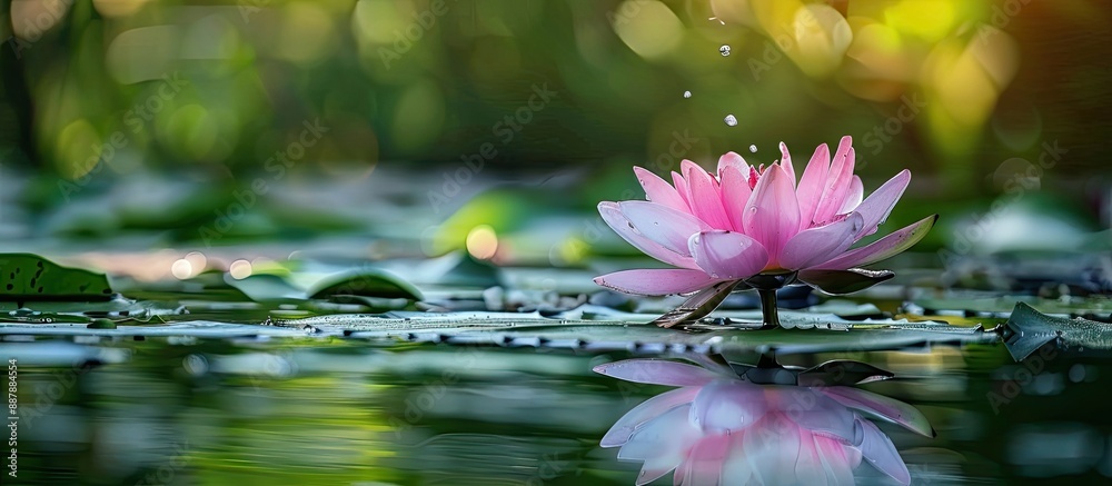 Aufkleber the lotus flower with long stem and lush petals known for its beauty typically grows in serene setti