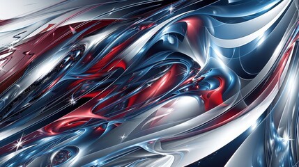 Background with blue silver textures red white lines and stars