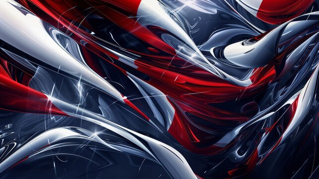 Navy to silver textures with red white shapes and delicate reflections