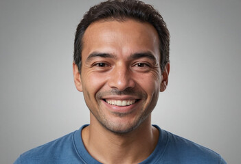 Obraz premium Portrait view of a regular happy smiling Colombia man, ultra realistic, candid, social media, avatar image, plain solid background