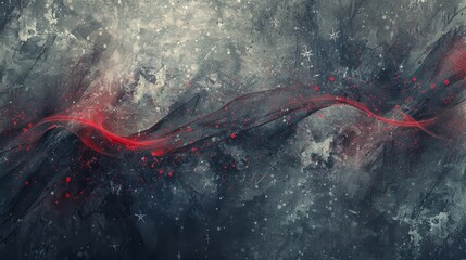 Deep navy silver textures with red white lines and glowing stars