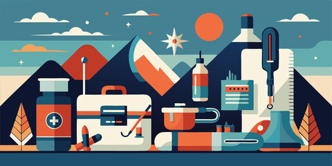 A comprehensive illustration of various medical tools and equipment, showcasing essential instruments used in healthcare, ideal for educational or medical-themed content