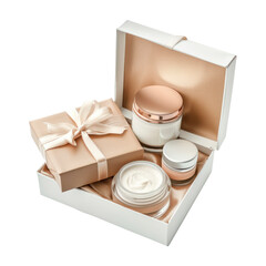 Cosmetics gift box. Isolated on transparent background.
