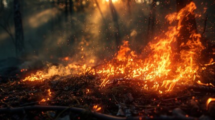 Forest Fire at Twilight