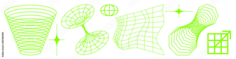 Poster Neon wireframe set