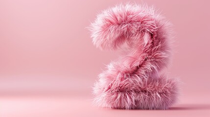 Creative and plush pink number two against a pastel pink background, perfect for modern and playful design concepts.