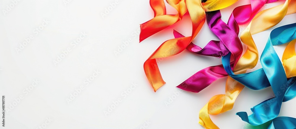 Poster vibrant ribbons on a white background with copy space image