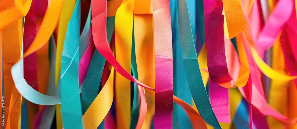 Leinwandbilder vibrant paper strips create a colorful backdrop with copy space image