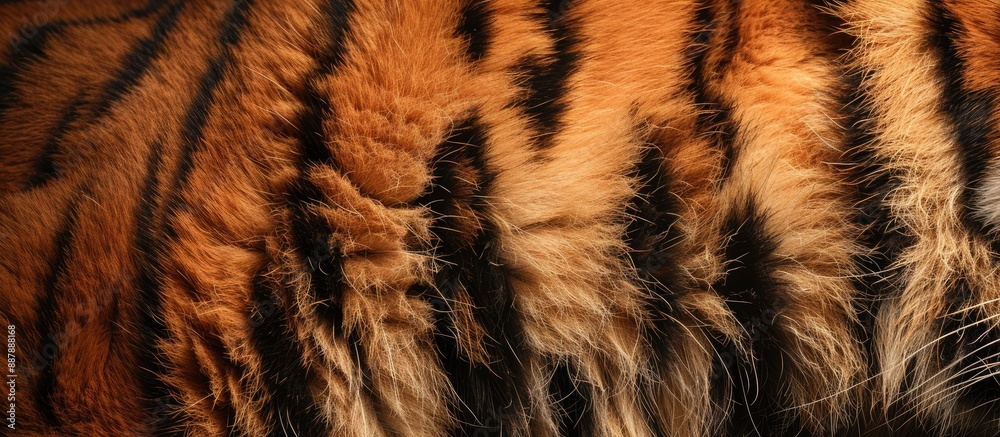Poster tiger s coat showing distinctive stripes in compelling copy space image