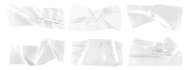 Wrinkled clear plastic tape set