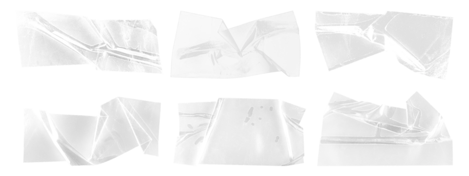 Wrinkled clear plastic tape set