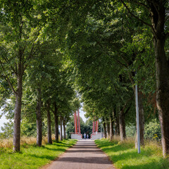 The newly renovated Lamgatse Bridge, also known as the bicycle bridge, and its surroundings on a sunny summer day in 2024.