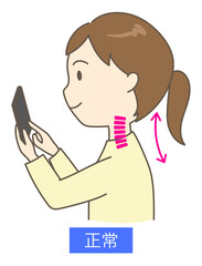 正しい姿勢でスマホを見ている若い女性２
