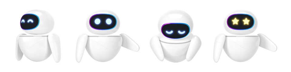 PNG Cute futuristic robot emotions set