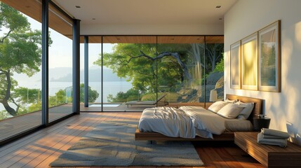 Modern Bedroom Overlooking Nature