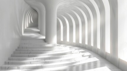 Futuristic Marble Staircase in Minimalist Hallway