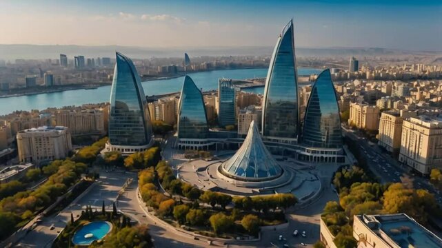 Baku Azerbaijan city panorama