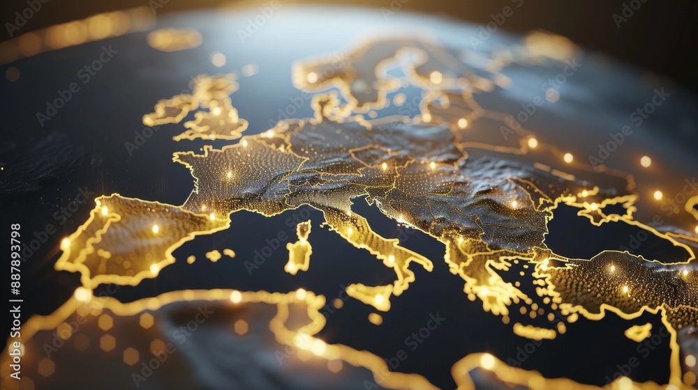 Wall mural Illuminated Europe Map from Space