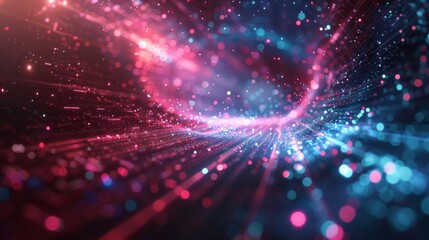 Fototapeta premium Abstract Light Burst with Blue and Pink Particles