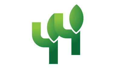 44 Leaf Logo Number Green Simple Nature