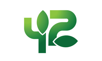 42 Leaf Logo Number Green Simple Nature