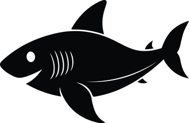 Shark silhouette flat illustration on white background
