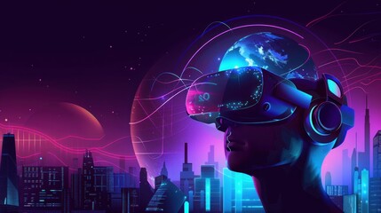 Fototapeta premium Virtual Reality Exploration of the World