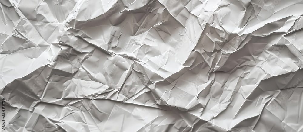 Aufkleber Wrinkled shiny recycled paper closeup with a light grey background for artwork with copy space image