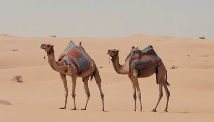 Fototapeta premium camels in the desert