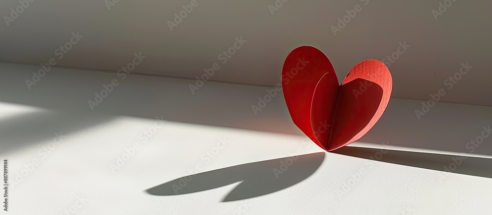 Aufkleber A paper heart shape casting a shadow on a white background with ample copy space image