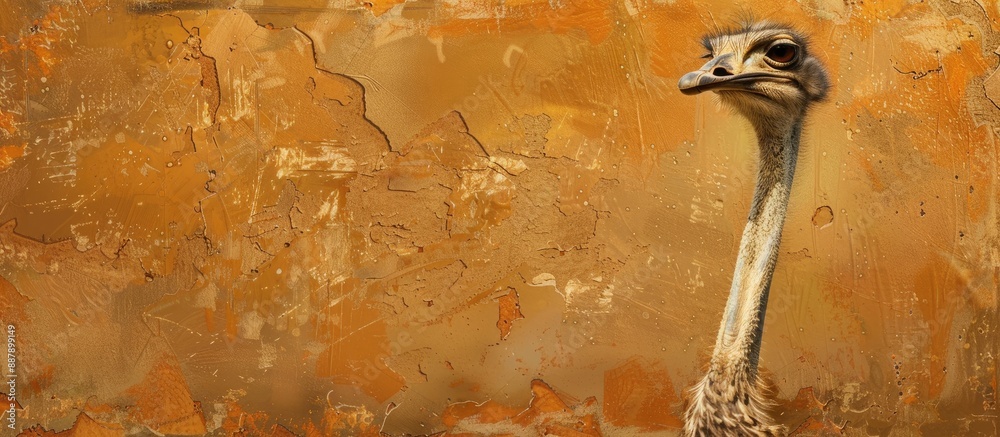 Poster large portrait of an ostrich against a natural earthen backdrop with ample copy space image availabl