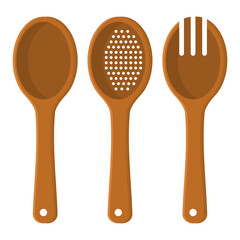 Vector Wooden Spoon Kitchen Utensils