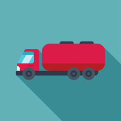 Red tank truck transporting fuel, illustrating the oil and gas industry and its role in energy distribution