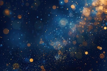 shimmering golden particles sparkling on deep navy background abstract festive illustration