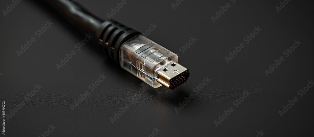 Aufkleber Ethernet connector with optical fiber displayed on a black background providing ample copy space image