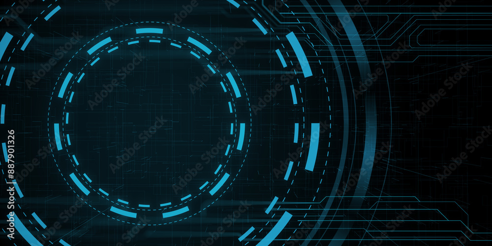 Aufkleber creative bright blue tech texture with linear circle. innovation and technology concept. 3d renderin