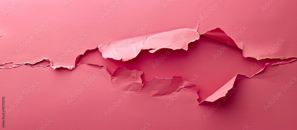 Poster Torn pink paper on a red backdrop with copy space image