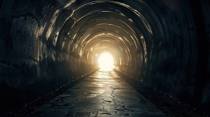 Dark Tunnel with Bright Light at End