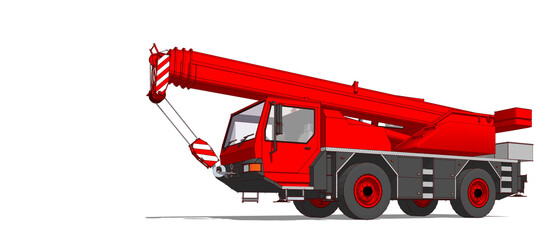  mobile crane machine 3d illustration