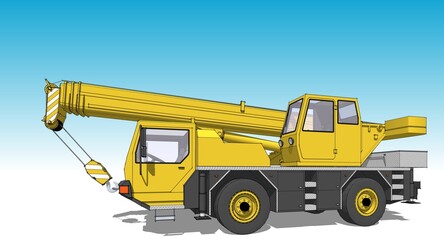 Obraz premium mobile crane machine 3d illustration