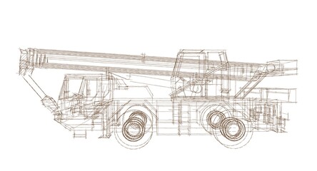  mobile crane machine 3d illustration