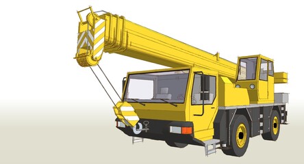 Obraz premium mobile crane machine 3d illustration