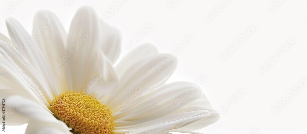 Poster white background highlighting a daisy flower with copy space image included