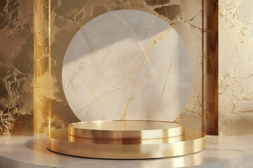 sleek gold podium display on abstract luxury background for premium product presentation 3d render
