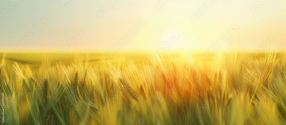 Aufkleber A serene image of a barley field at sunset with a soft effect against a clear sky on a sunny summer day Perfect for adding text with copy space in the picture