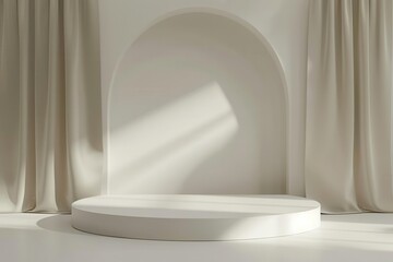 Fototapeta premium sleek white podium on minimal background for elegant product presentation modern 3d rendering illustration