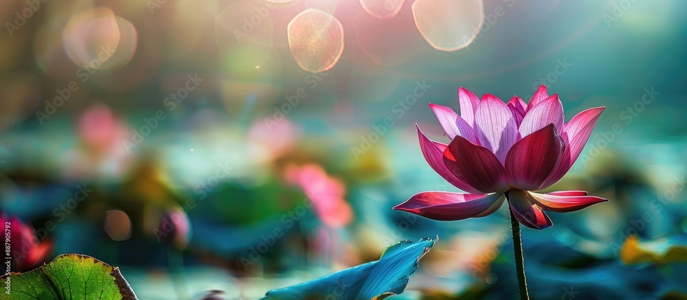 Aufkleber the lotus flower with long stem and lush petals known for its beauty typically grows in serene setti
