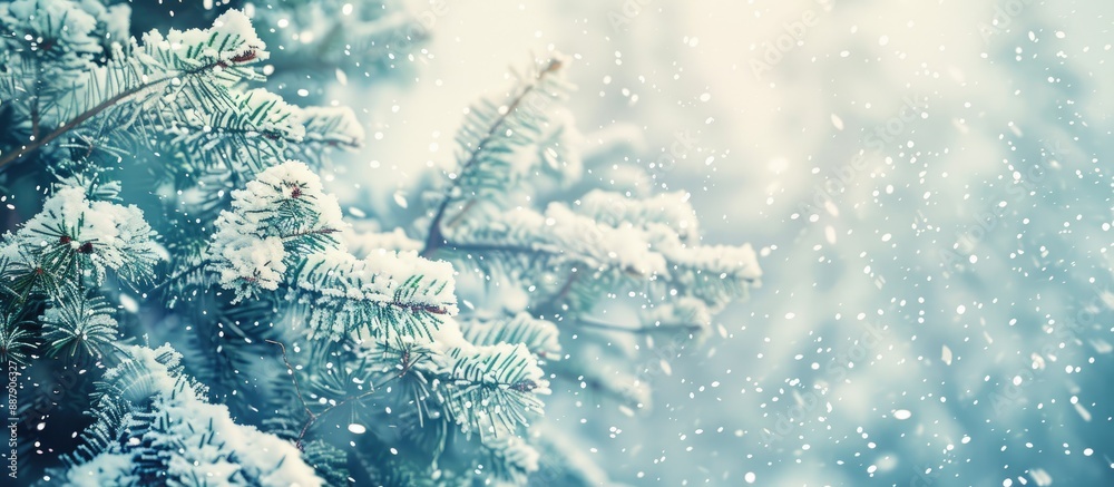 Poster Winter themed background texture with snowy pattern design on a photo with copy space image