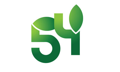 54 Leaf Logo Number Green Simple Nature